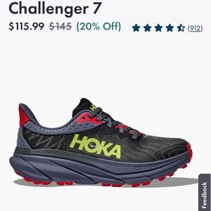 Hoka Black and Red Athletic Shoes with Trail-Ready Cushioning